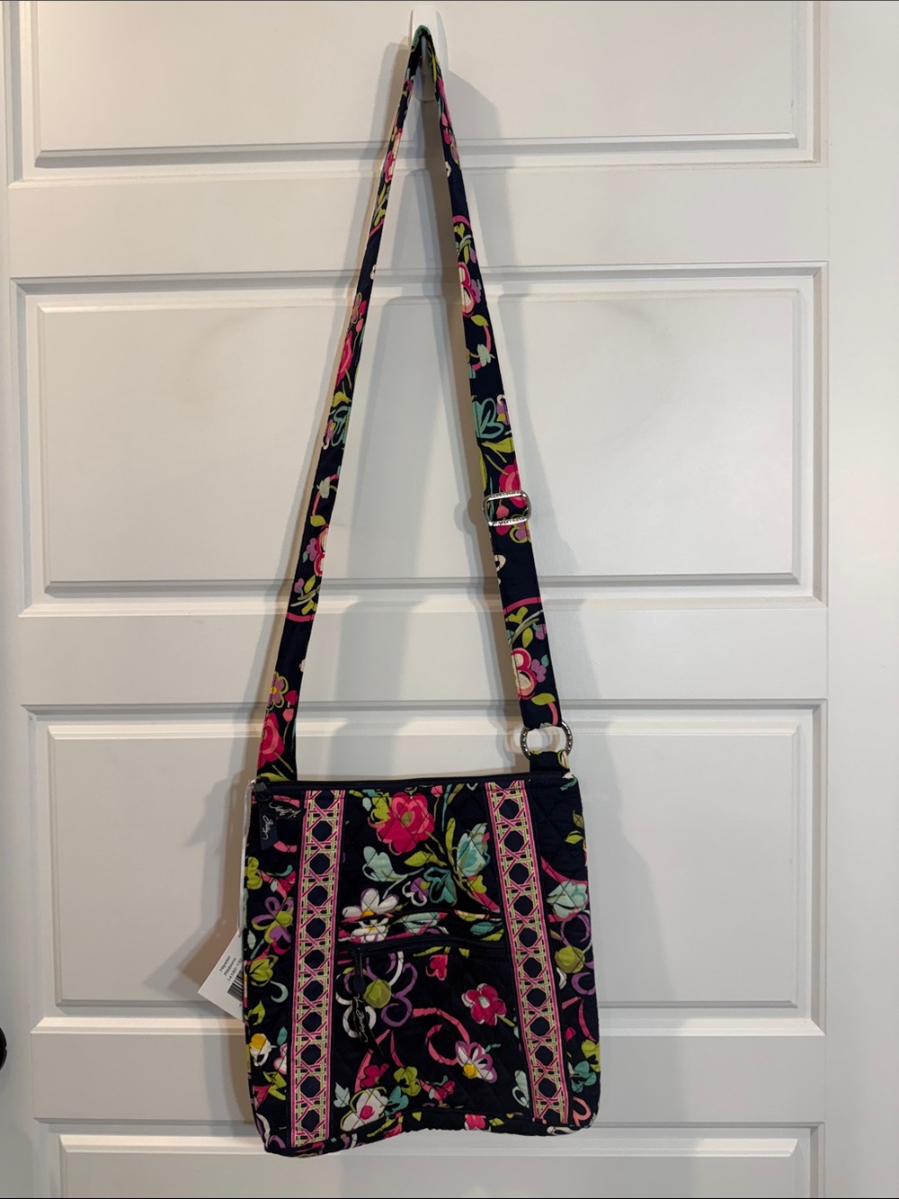 Retired Vera Bradley Hipster Crossbody bag in the "Ribbons" Pattern NWT
